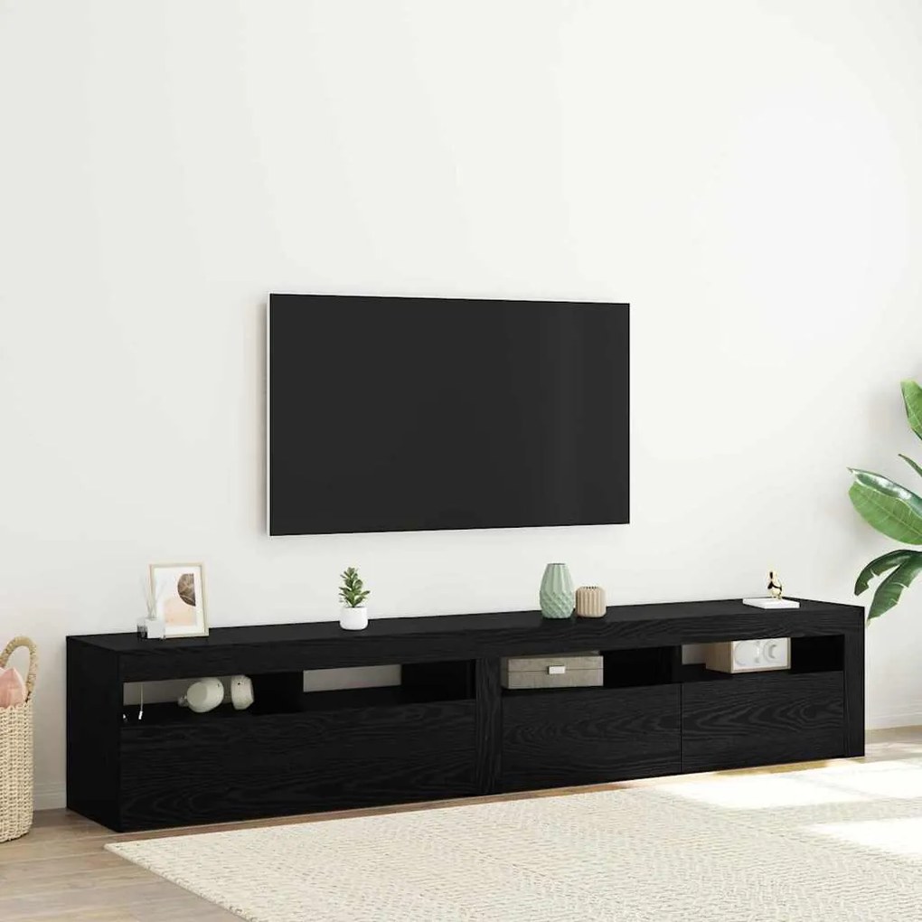 Gabinetes de TV vidaXL 2 pcs com Luzes LED Madeira de Carvalho Preto