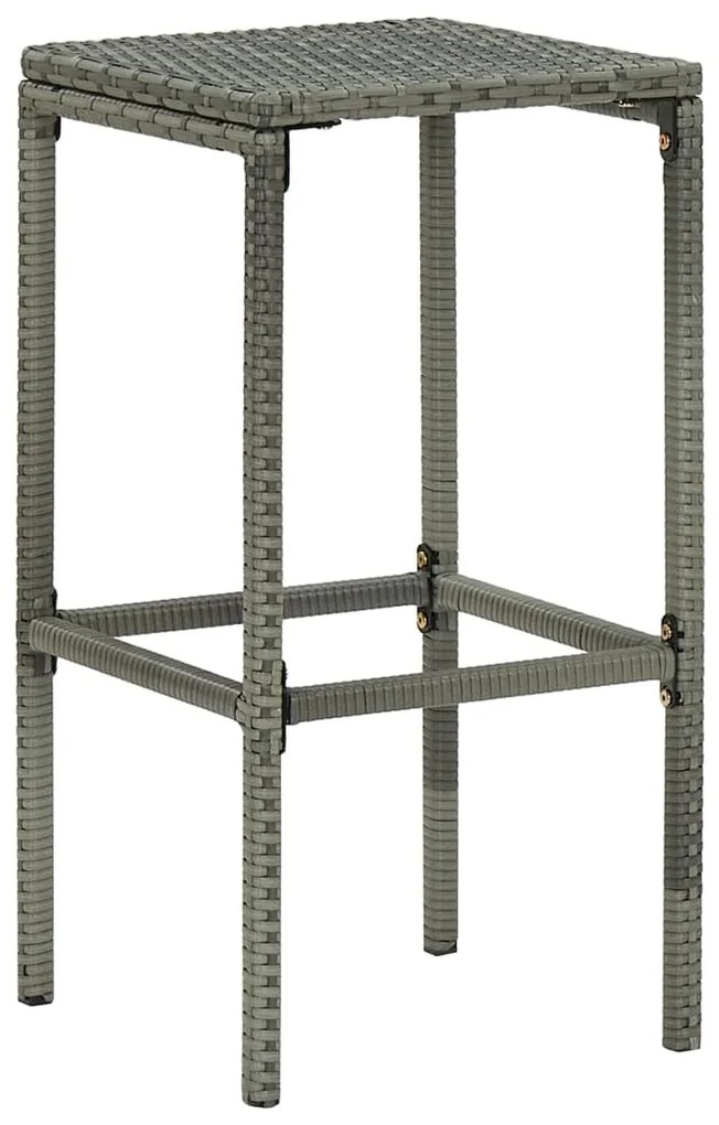 Bancos de bar com almofadões 2 pcs vime PE cinzento