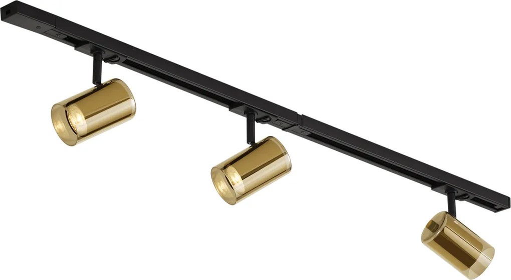 Modern railsysteem zwart met 3 spots goud 1-fase - Iconic Lloyd