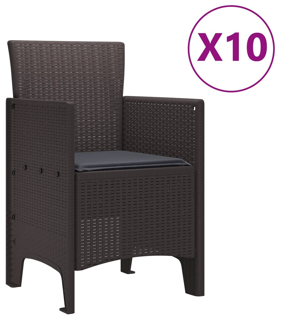 Conjunto de Jantar de 11 Peças com Almofadas Marrom Polirattan, Mesa p