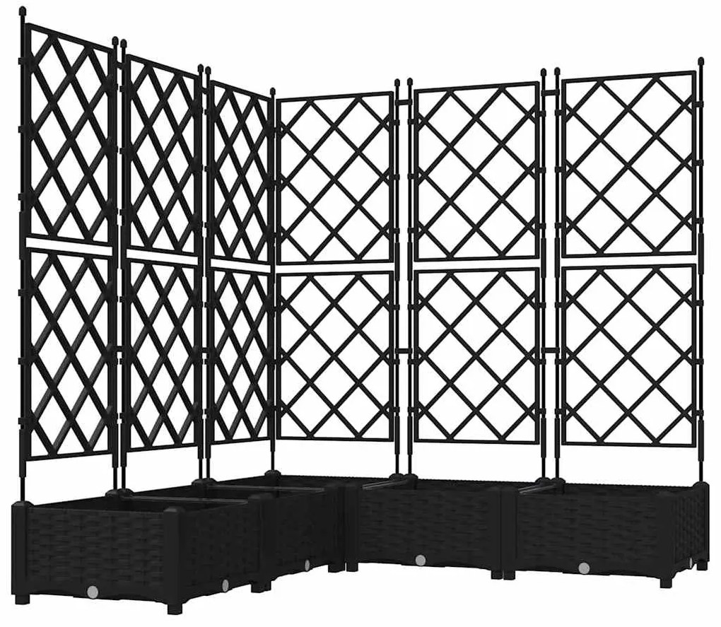 Vaso de Jardim com Trelis 5 pcs Preto 120x120x125.5 cm