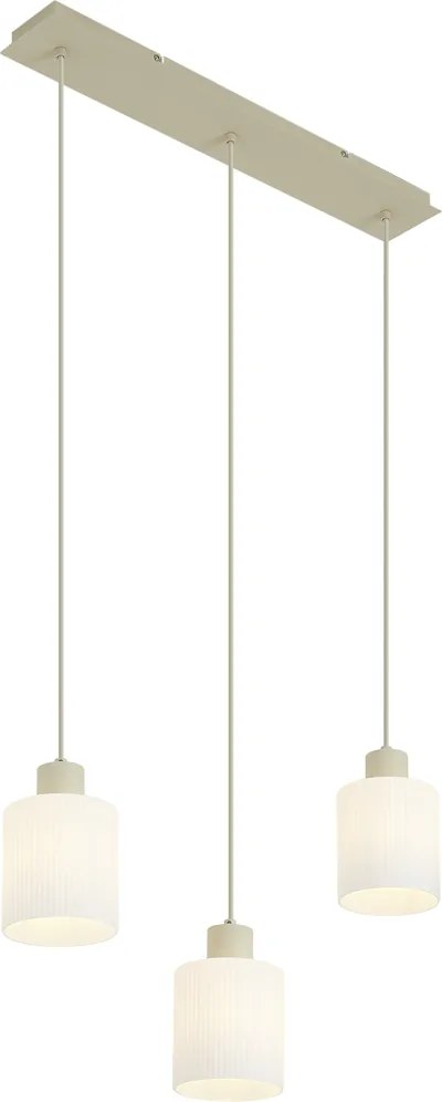 Scandinavische hanglamp beige met wit glas 3-lichts - Wisp