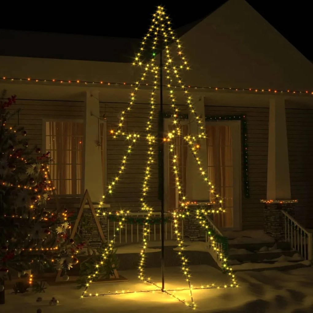 328591 vidaXL Árvore de Natal em cone 360 LEDs 143x250 cm interior e exterior