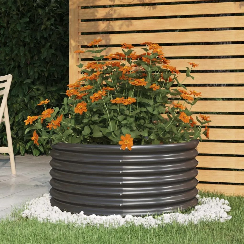 318856 vidaXL Vaso/floreira de jardim aço revestido a pó 80x80x36cm antracite
