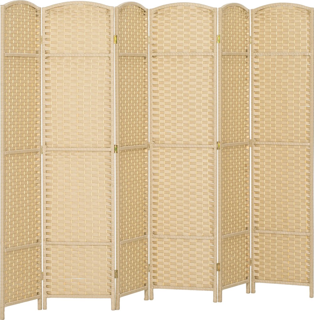 HOMCOM Biombo interior em madeira 6 painéis 240 x 170 cm separador de ambientes dobrável para sala, quarto, natural | Aosom Portugal