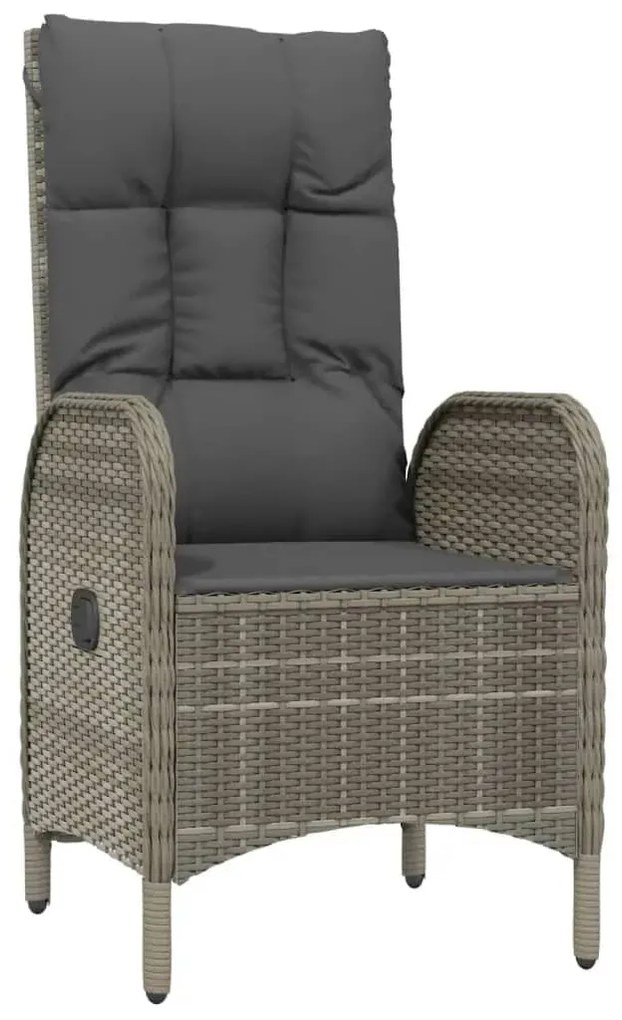 9 pcs conjunto de jantar p/ jardim c/ almofadões vime PE cinza