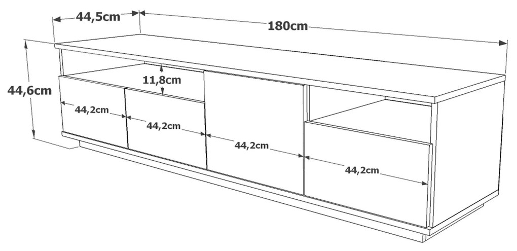 Móvel de TV "Carlot" - 180x44,6x44,5 cm - Pinho Atlântico e Branco - D