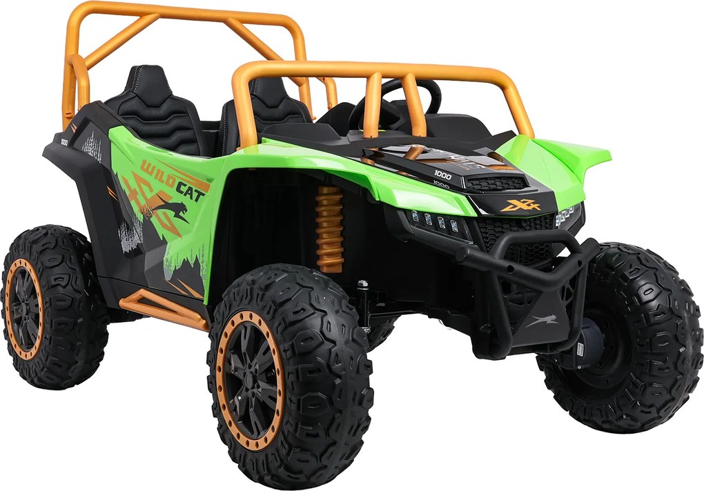 Buggy elétrico para Crianças 24V, 4x4 Arctic Cat WILDCAT XX, 2 Lugares Rodas Espuma EVA, assento couro ecológico verde