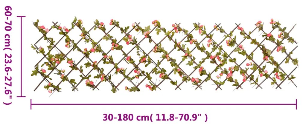  Treliça hera artificial extensível 5 pcs 180x60 cm rosa escuro