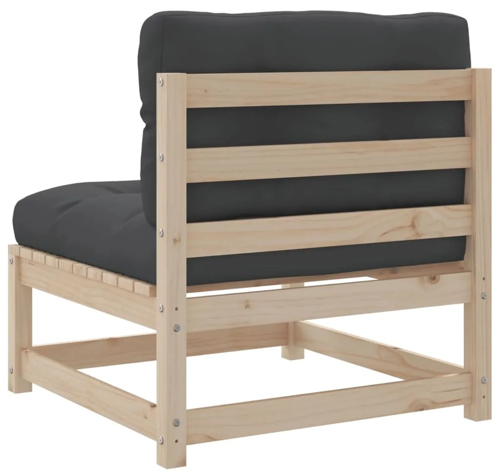 7 pcs conjunto sofás de jardim com almofadões pinho maciço