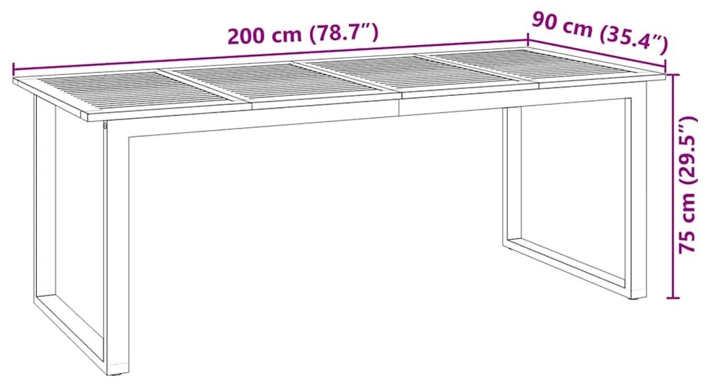 Conjunto de Jantar de Jardim 7 pcs Cinzeto 200 x 90 x 75 cm
