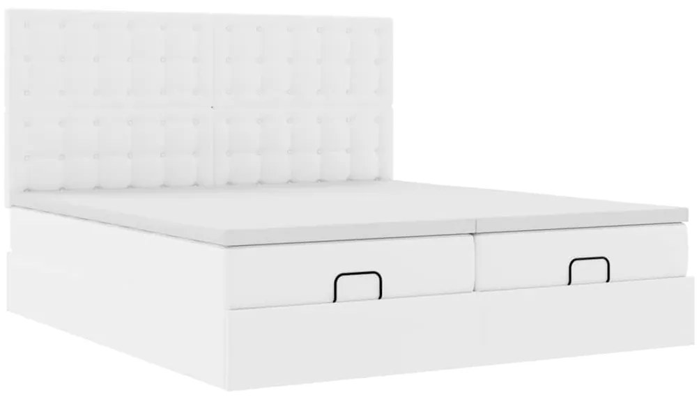 Estrutura de cama otomana com colchões 200x200 cm branco puro