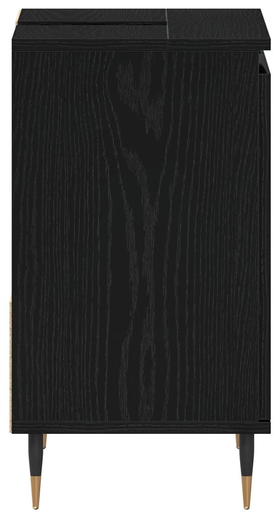 Armário de pia de banheiro vidaXL Preto Carvalho 65x33x60 cm Madeira e