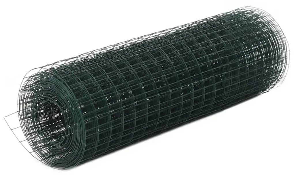 vidaXL Cerca arame galinheiro 10x0,5 m aço c/ revestimento PVC verde