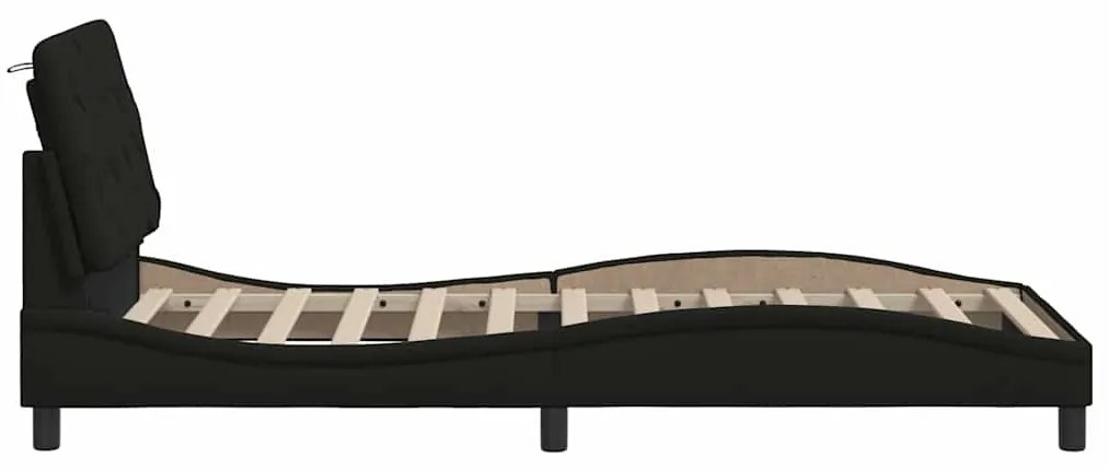 Estrutura de cama com LED sem colchão 90x190 cm tecido preto