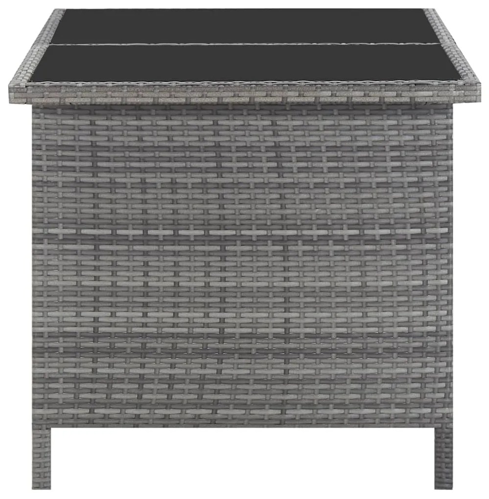 5 pcs conjunto jantar exterior c/ almofadões vime PE cinzento