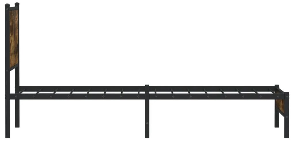 Estrutura de cama sem colchão 75x190 cm metal carvalho fumado