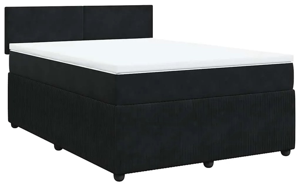 Cama com molas/colchão 160x200 cm veludo preto