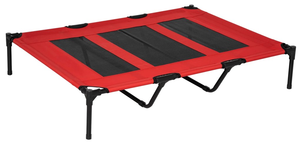 PawHut Leito Elevado Cães Gatos Tecido Transpirável Conforto Para Dormir Fácil Limpeza 122x92x23cm Vermelho Resistente | Aosom Portugal