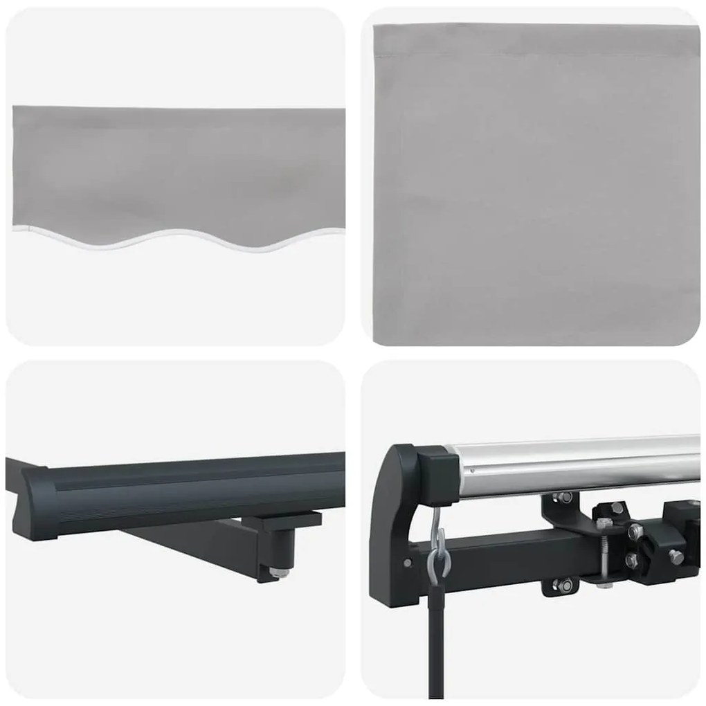 Toldo Retrátil Manual Cinzento-claro 350 x 250 cm Poliéster