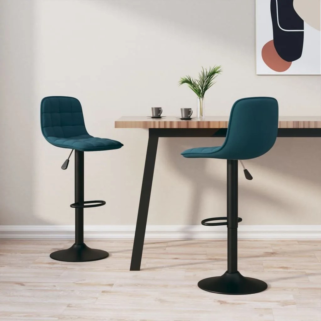 vidaXL Bancos de bar 2 pcs veludo azul