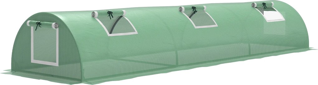 Outsunny Estufa Pequena para Cultivo de Plantas com 5 Janelas Estrutura em Aço e Cobertura de PE Anti-UV 300x80x45 cm Verde | Aosom Portugal