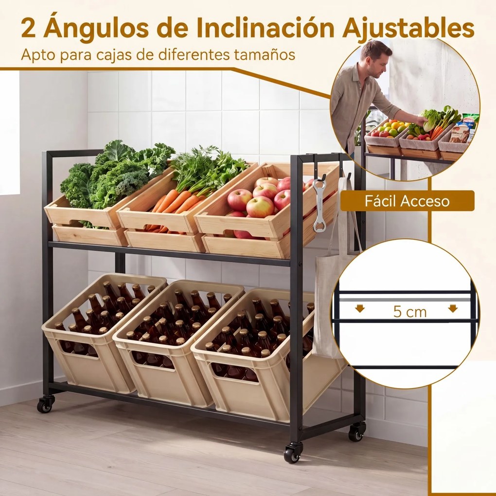 Estante para Caixas de Cerveja, 104 x 32 x 89 cm, Capacidade de 100 kg por Nível, Preto