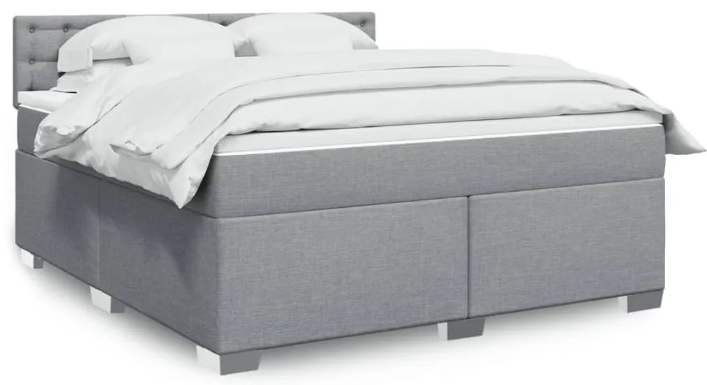 vidaXL Cama com molas/colchão 180x200 cm tecido cinzento-claro