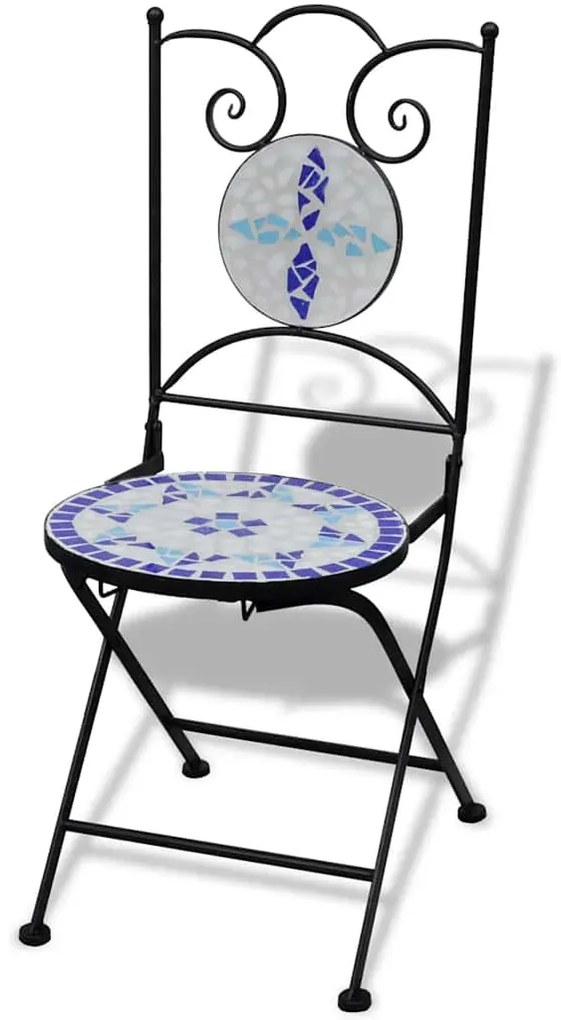 Cadeiras de bistrô dobráveis 2 pcs cerâmica azul e branco