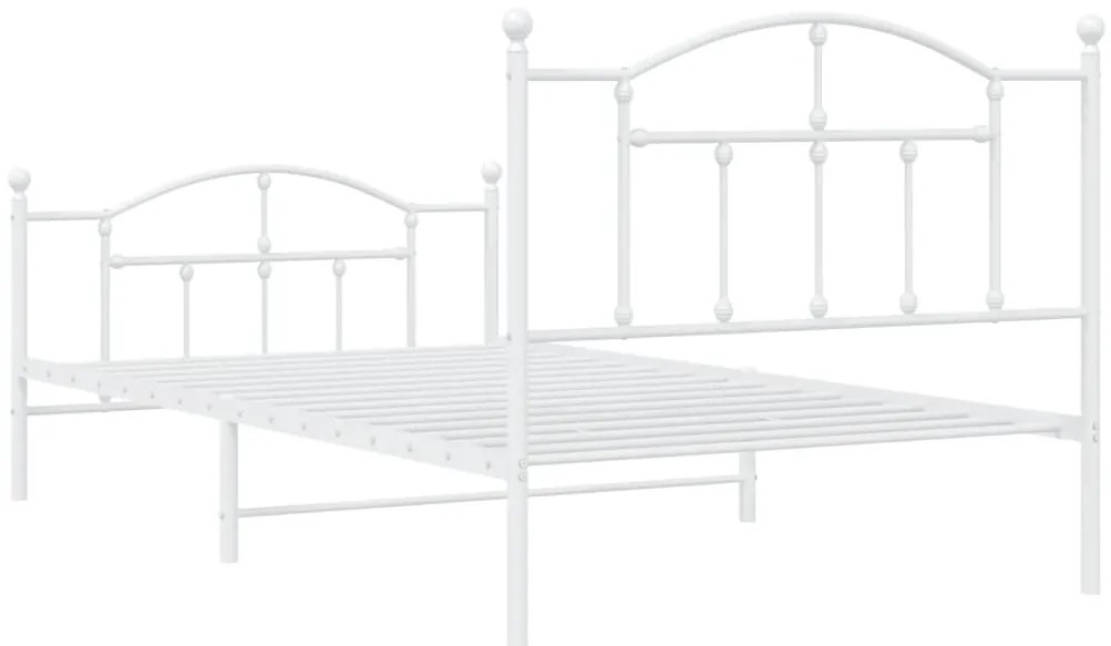 Estrutura de cama com cabeceira e pés 107x203 cm metal branco