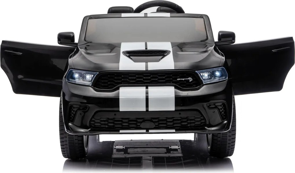 Carro elétrico para Crianças 2 a 5 anos, 12V Dodge Durango Rodas de espuma EVA, assento Couro ecológico e Comando Preto