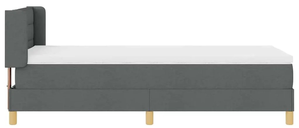 Cama Box com Colchão Cinza Escuro, 100 x 200 cm, Têxtil