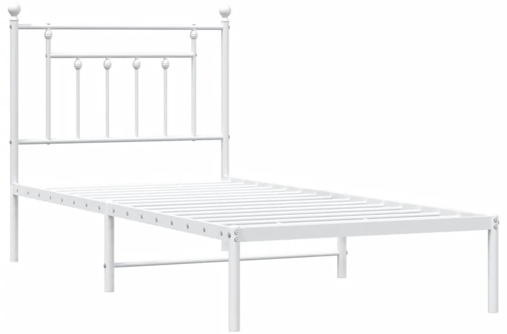 Estrutura de cama com cabeceira 90x190 cm metal branco