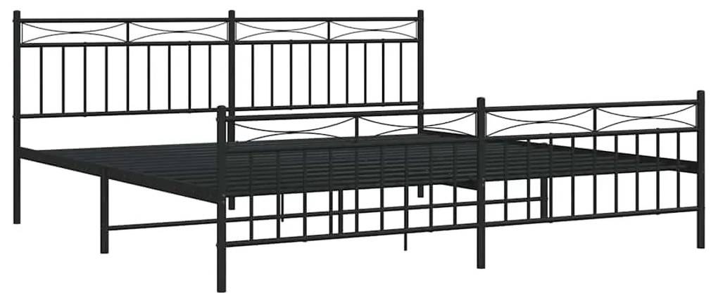 Estrutura de cama com cabeceira e pés 193x203 cm metal preto