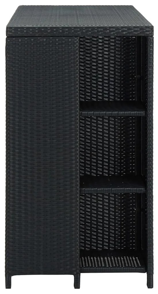 Mesa de bar com prateleiras 120x60x110 cm vime PE preto