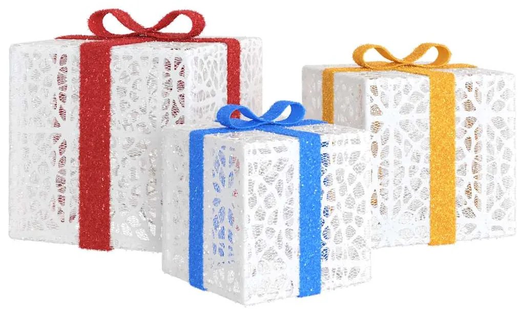 Presentes de Natal iluminados 3 pcs 64 luzes LED branco quente