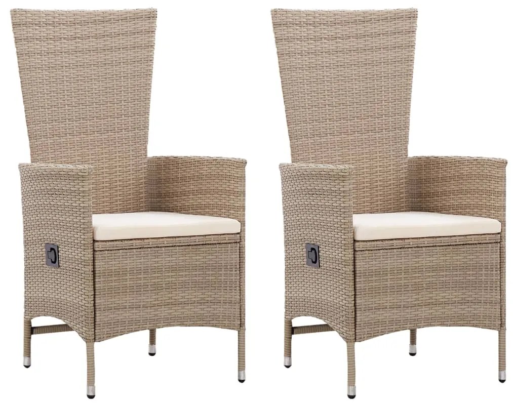 vidaXL Cadeiras de exterior 2 pcs com almofadões vime PE bege