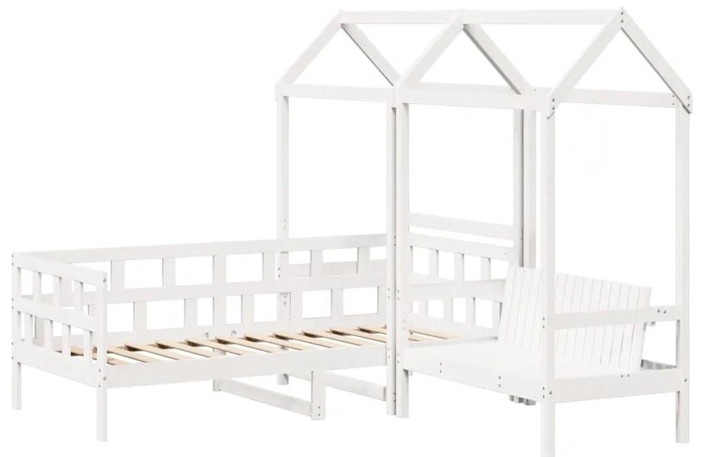 Conj. de sofá-cama com telhado 90x190 cm pinho maciço branco