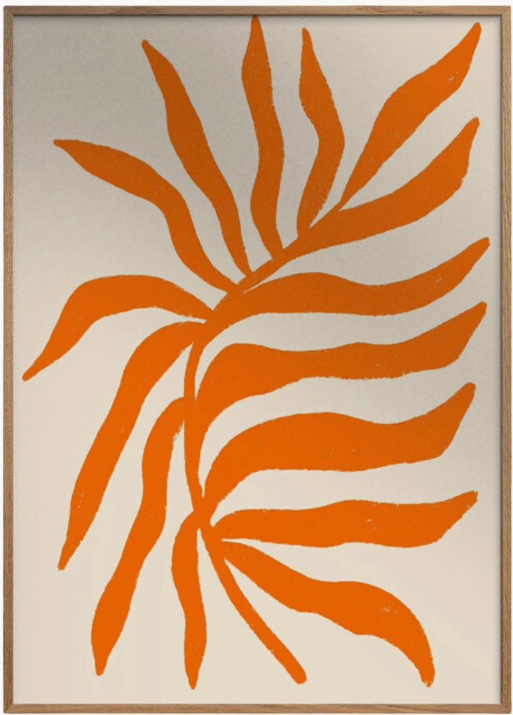 Impressão digital emoldurada Orange Silhouette Textured Branch