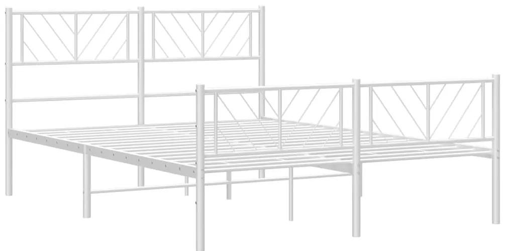 Estrutura de cama com cabeceira e pés 135x190 cm metal branco