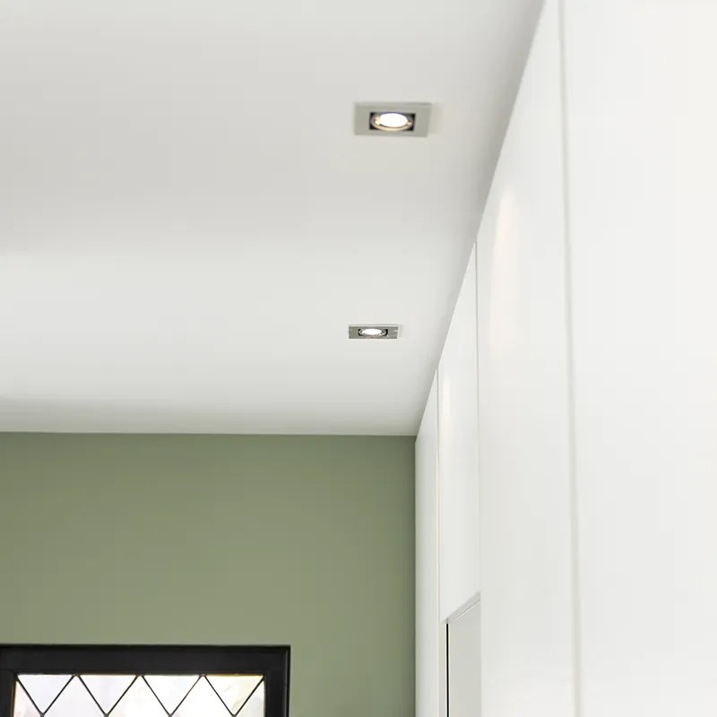 Conjunto de 6 focos embutidos modernos alumínio rotativo e inclinável GU10 50mm - Qure