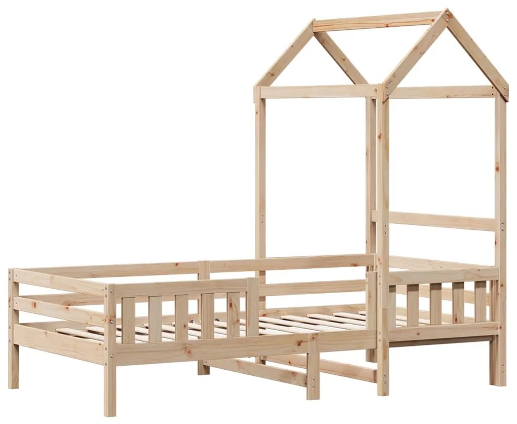Estrutura de cama com telhado 75x190 cm madeira de pinho maciça