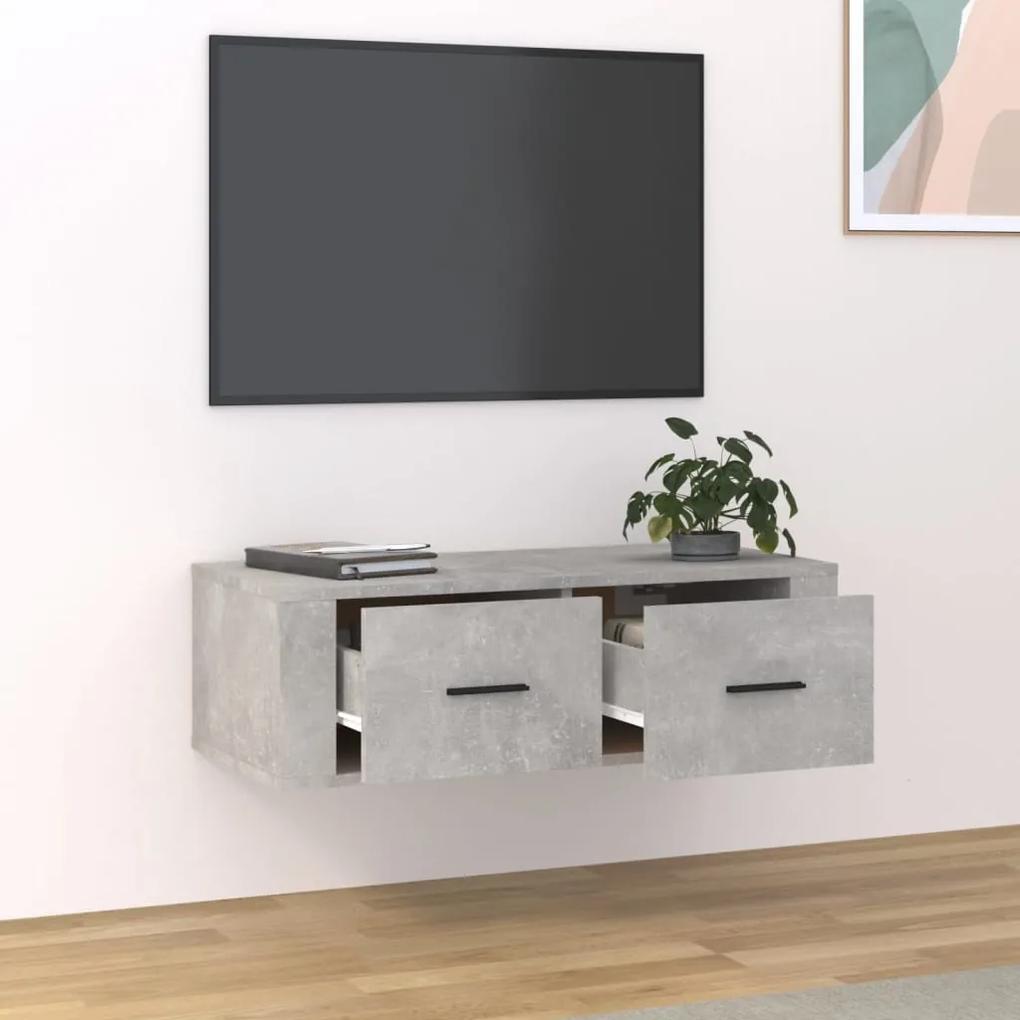 Armário TV suspenso 80x36x25 cm derivados madeira cinza cimento