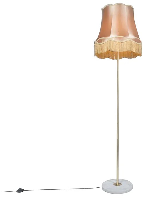 Candeeiro de pé retro em latão com abajur Granny dourado 45 cm - Kaso Retro