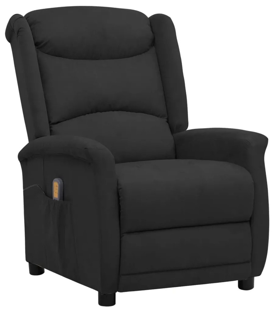 vidaXL Poltrona de massagens tecido de microfibra preto