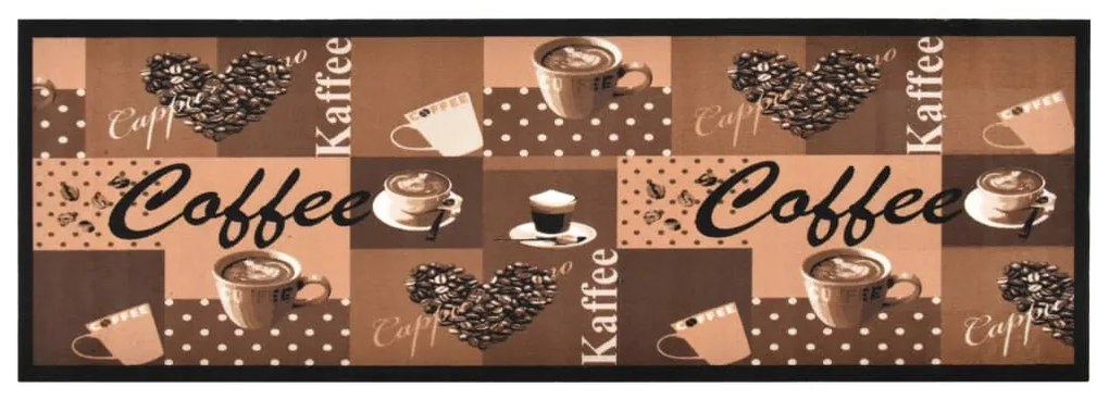 vidaXL Tapete de cozinha lavável com design café 60x180 cm castanho