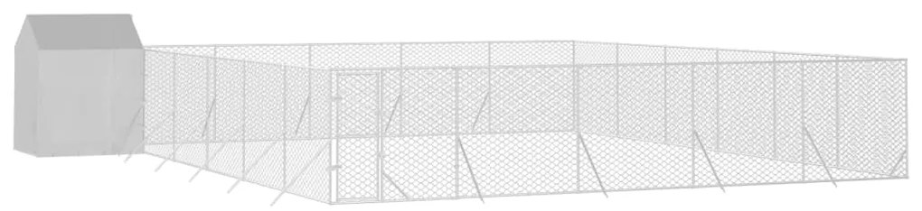 Canil de exterior com teto 12x12x2,5 m aço galvanizado prateado