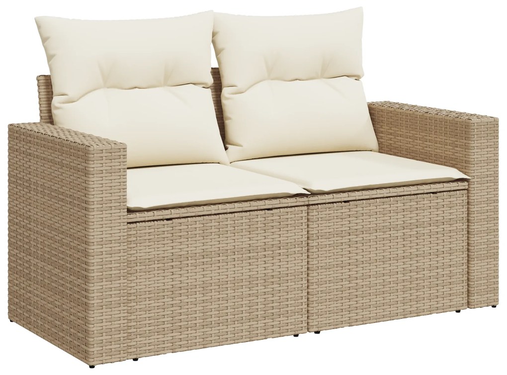 Conjunto de Sofá de Jardim vidaXL 9 Peças com Almofadas Bege Rattan Ac