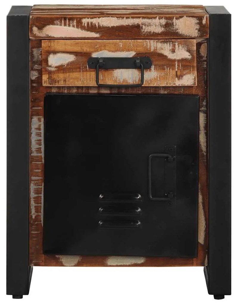 Mesa de cabeceira multicor 40x30x50cm madeira maciça recuperada