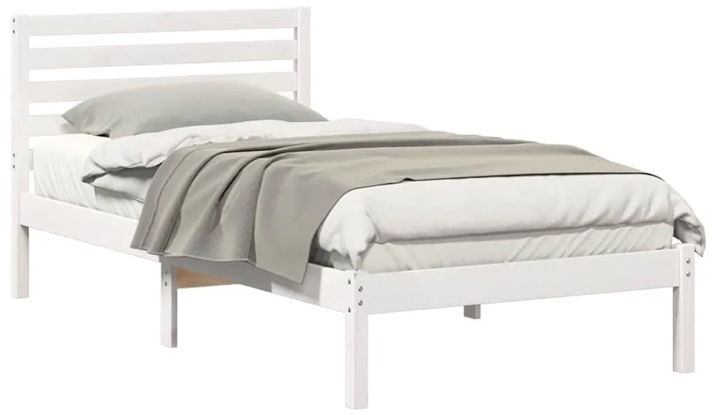 Estrutura da Cama Branco 75 x 190 cm Madeira de Pinheiro Sólido